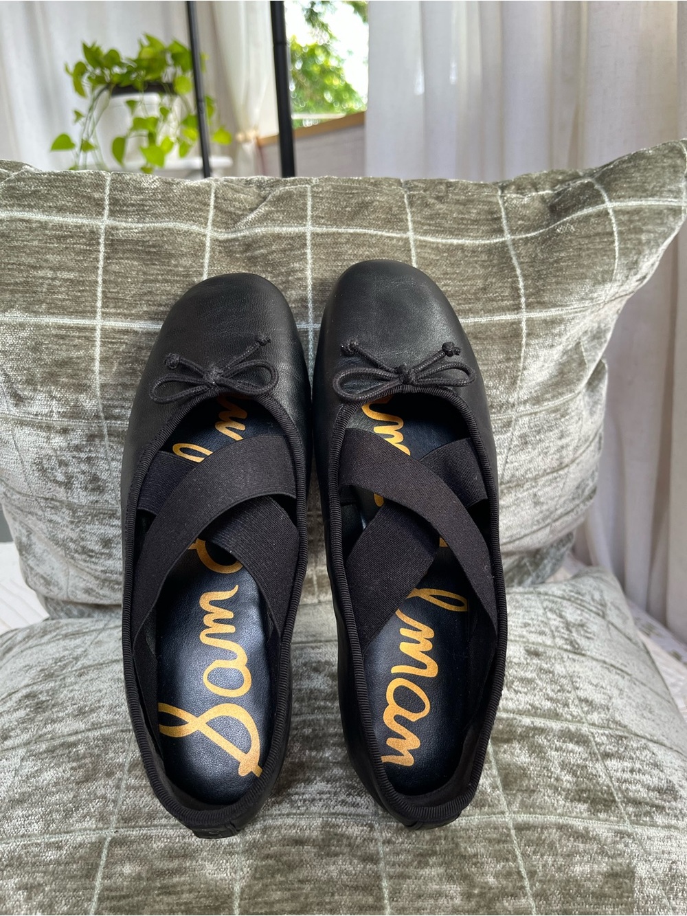 Sam Edelman Black Cross-Strap Ballet Flats